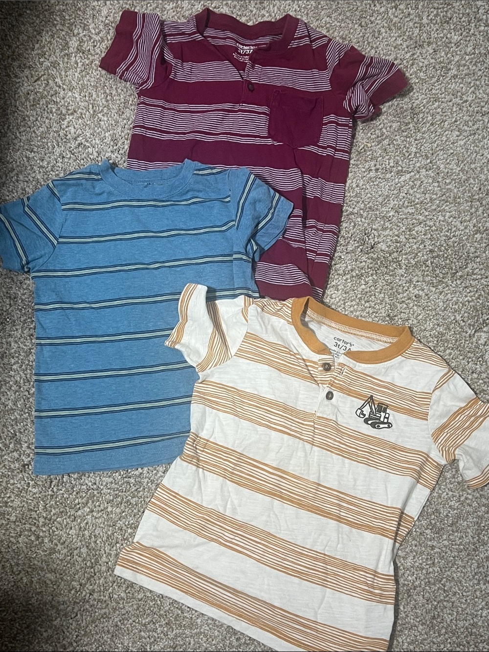 Carter's Striped Short Sleeve Tee Set - Blue, Maroon & Tan